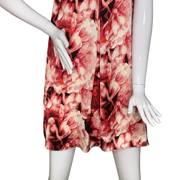 Adrianna Papell Floral Print Dress Red Pink Spaghetti Straps Full Lining Size M - Picture 3 of 7